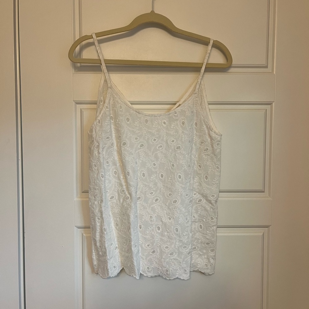 White Sleeveless Lace Camisole Top